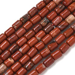 Jaspe Rouge Rouge naturel perles de jaspe brins, colonne, 5.5~6.5x4.5mm, Trou: 1.2mm, Environ 69 pcs/chapelet, 14.96~15.16'' (38~38.5 cm)