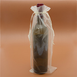 Honeydew Rectangle Organza Drawstring Gift Bags, Wine Storage Bags, Honeydew, 38x15cm