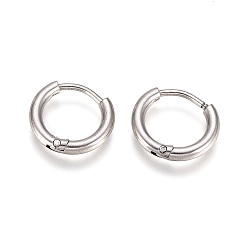 Stainless Steel Color 304 Stainless Steel Huggie Hoop Earrings, with 316 Surgical Stainless Steel Pin, Ring, Stainless Steel Color, 12x2mm, 12 Gauge, Pin: 0.9mm
