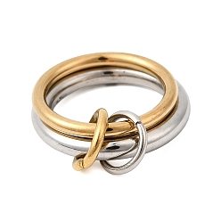 Золотой & Цвет Нержавеющей Стали 304 палец кольца из нержавеющей стали, ионное покрытие (ip), золотые и нержавеющая сталь цвет, размер США 6 (16.5 мм)