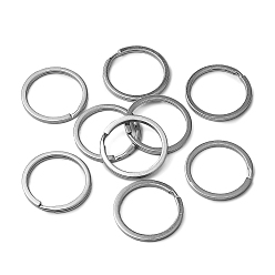 Platinum Iron Split Key Rings, Keychain Clasp Findings, Platinum, 33mm
