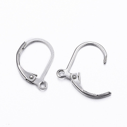 Stainless Steel Color 304 Stainless Steel Leverback Earring Findings, with Loop, Stainless Steel Color, 16x10.5x1.5mm, Hole: 1.5mm, Pin: 1mm