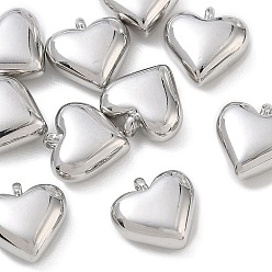 Platin Farbe Shegrace Messinganhänger, Herzanhänger, Nickel frei, Platin Farbe, 11x11x5 mm, Bohrung: 1.2 mm
