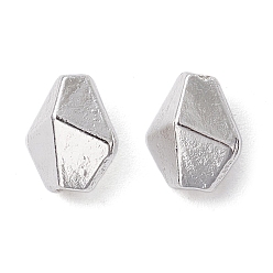 Silver Alloy Beads, Long-Lasting Plated, Polygon Rhombus, Silver, 6.5x5.5x4.5mm, Hole: 1.2mm