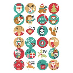 (52) Непрозрачная лаванда Рождественские пластиковые наклейки из пвх, самослипание, для чемодана, скейтборде, холодильник, шлем, оболочка мобильного телефона, круглые, Рождественский тематический паттерн, номер 1~24, разноцветные, 45 мм, 24шт / лист