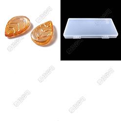 Orange 100Pcs Handmade Lampwork Pendants, Imitation Jade, Leaf, Orange, 17.5x11x3mm, Hole: 1.2mm