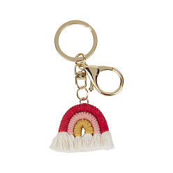 #6 Nordic style small rainbow pendant handmade cotton thread weaving key chain tassel bag car ornament female