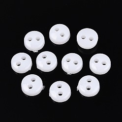 Белый Поделки пуговицы для кукол, плоско-круглые, Пуговицы из cмолы, белые, 6 мм