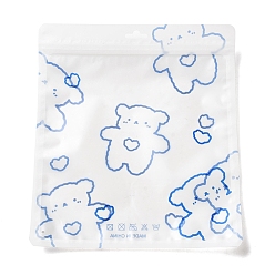 Royal Blue Rectangle Plastic Packaging Zip Lock Bags, Cartoon Bear Print Top Self Seal Pouches, Royal Blue, 24.9x22x0.01~0.15cm, Unilateral Thickness: 2.5 Mil(0.065mm)