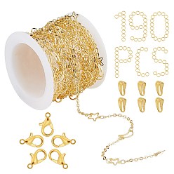Golden SUNNYCLUE DIY Star & Moon Link Chain Necklaces Kits, Including 5m Real 18K Gold Plated Brass Chains, Zinc Alloy Lobster Claw Clasps, Iron Jump Rings & Snap on Bails, Golden