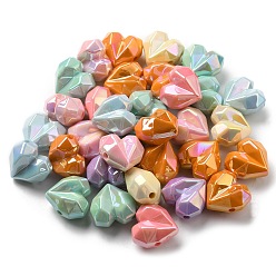 Mixed Color UV Plating Acrylic Beads, Iridescent, Faceted, Heart, Mixed Color, 20.5~21x20.5x13.5mm, Hole: 2.6mm