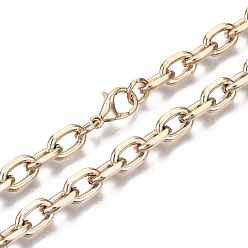 Real 18K Gold Plated Iron Cable Chains Necklace Making, with Brass Lobster Clasps, Unwelded, Real 18K Gold Plated, 17.91 inch(45.5cm) long, Link: 11x7x2mm, Jump Ring: 7x1mm, 4.5mm inner diameter
