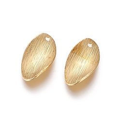 Golden Rack Plating Brass Pendants, Long-Lasting Plated, Leaf, Golden, 17.5x9x0.7mm, Hole: 1mm