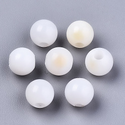 Coquillage De Mer Perles de coquillages naturels d'eau douce, ronde, couleur de coquillage, 6x5.5mm, Trou: 2mm