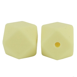 Light Yellow Octagon Food Grade Silicone Beads, Chewing Beads For Teethers, DIY Nursing Necklaces Making, Light Yellow, 17mm