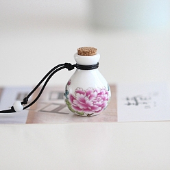 Camellia Porcelain Perfume Bottle Necklaces, Pendant Necklace, Camellia, Pendnat: 37mm