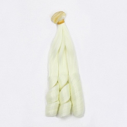 Light Yellow High Temperature Fiber Long Flat Curly Hairstyle Doll Wig Hair, for DIY Girl BJD Makings Accessories, Light Yellow, 7.87~39.37 inch(200~1000mm)