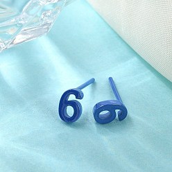 Blue Hypoallergenic Bioceramics Zirconia Ceramic Stud Earrings, Number 6, No Fading and Nickel Free, Blue, 6.5~7x4.5mm