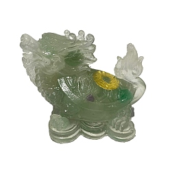 Green Aventurine Resin Dragon Display Decoration, with Natural Green Aventurine Chips Inside for Home Office Desk Decoration, 60x30x40mm
