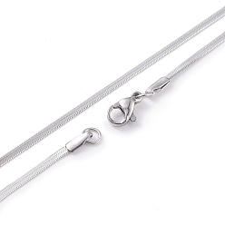 Stainless Steel Color 304 Stainless Steel Snake Chains Necklaces, with Lobster Clasps, Stainless Steel Color, 17.7 inch(45cm), 2mm