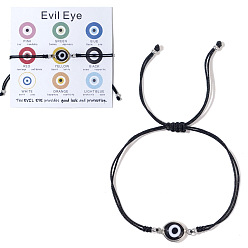 Черный Модные американские регулируемые браслеты из полиэстера от сглаза, чёрные