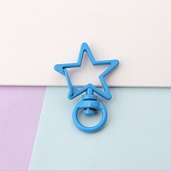 Deep Sky Blue Spray Painted Alloy Swivel Snap Clasps, for Bag Making, Star, Deep Sky Blue, 34x24mm