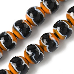 Оранжевый Бусины лэмпворк , круглые, оранжевые, 14~14.5x13.5~14.5 мм, отверстие : 1.8 мм