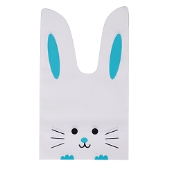Cat Shape Plastic Long Ear Cookie Bags, Candy Gift Bags, for Party Gift Supplies, Cat Pattern, 17x10cm, 50pcs/set