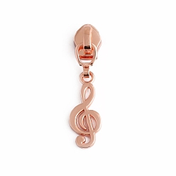 Rose Gold Zinc Alloy Zipper Head with Musical Note Charms, Zipper Pull Replacement, Zipper Sliders for Purses Luggage Bags Suitcases, Rose Gold, 4~6cm