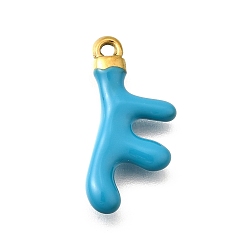 Темно-Голубой 304 подвески из нержавеющей стали, с эмалью, ионное покрытие (ip), золотые, очарование в форме коралла, глубокое синее небо, 23.5x11x3 мм, отверстие : 1.6 мм
