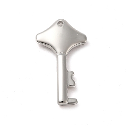 Stainless Steel Color 304 Stainless Steel Pendants,  Rhombus Key Charm, Stainless Steel Color, 18x10x2.5mm, Hole: 0.8mm
