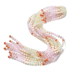 Бледно-Розовый Стеклянные бусины с гальваническим покрытием , круглые, граненый(32 граненый), градиент цвета, розовый жемчуг, 6 мм, отверстие : 1.2 мм, около 61 шт / нитка, 12.60'' (32 см)