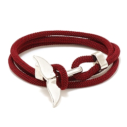 Dark Red Cotton Cord Bracelets, with Alloy Finding, Dark Red, 24-3/4 inch(63cm)