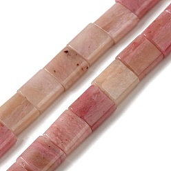 Rhodonite Natural Rhodonite Beads Strands, 2-Hole, Rectangle, 5.5~6x5x2.5mm, Hole: 0.9mm, about 69~70pcs/strand, 15.12~15.2 inch(38.4~38.6cm)