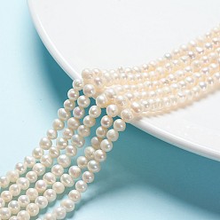 White Natural Cultured Freshwater Pearl Beads Strands, Nice for Mother's Day Jewelry Making, Potato, White, 5~6mm, Hole: 0.8mm, about 55pcs/strand, 13.78 inch(35cm)