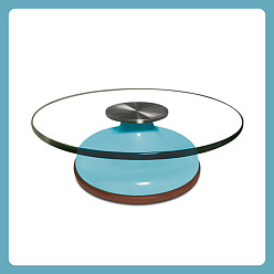 Небесно-голубой Стеклянный вращающийся поворотный круг, с пластиковой подставкой, вращающийся поднос для торта, для скульптуры из керамической глины, голубой, 29.7x0.8x8.9 см