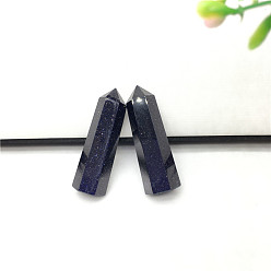 Blue Goldstone Point Tower Synthetic Blue Goldstone Wands, for Reiki Chakra Meditation Therapy Decos, Hexagon Prism, 80~90mm