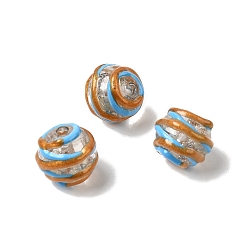 Небесно-голубой Бусины ручной работы из эмали с золотым песком, бусины ручной работы, круглые, два тона, голубой, 12~13x11~12 мм, отверстие : 1.5~1.8 мм