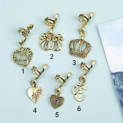 F011653-1# Vintage Hair Accessories Alloy Crown Heart Pendant Spiral Charm for Braids