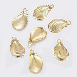 Golden 304 Stainless Steel Charms, Shell, Golden, 12x7x1.2mm, Hole: 1mm