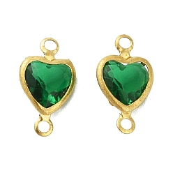 Зеленый Латунные подвески для стеклянных соединителей pave k9, сердечные ссылки, золотые, зелёные, 11.5x6.5x3 мм, отверстие : 1.2 мм