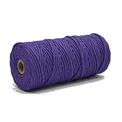 Purple Cotton String Threads, Macrame Cord, Decorative String Threads, for DIY Crafts, Gift Wrapping and Jewelry Making, Purple, 4mm, about 109.36 Yards(100m)/Roll
