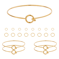 Golden DIY Bangle Making Kits, with Vacuum Plating 304 Stainless Steel Expandable Bangles,  Open Jump Rings, Golden, 2-3/8 inchx2-1/2 inch(60x63mm), 6pcs/set