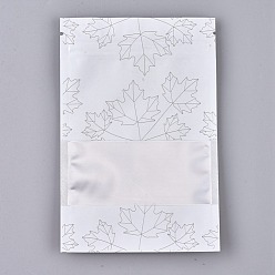 White Plastic Zip Lock Bags, Resealable Aluminum Foil Pouch, Food Storage Bags, Rectangle, Maple Leave Pattern, White, 15.1x10.1cm, Unilateral Thickness: 3.9 Mil(0.1mm)