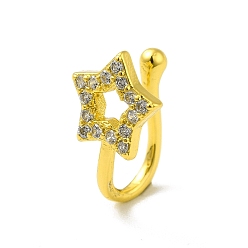 Золотой Прозрачная полая звезда из кубического циркония на кольце в носу, латунная манжета для носа без пирсинга для женщин, золотые, 12 мм