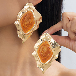 Camel Alloy Enamel Stud Earrings for Women, Nuggets, Golden, Camel, 78x53mm