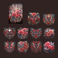 Red Gothic Butterfly PET Sticker Labels, Self-adhesion, for Suitcase, Skateboard, Refrigerator, Helmet, Mobile Phone Shell, Red, 85x85mm, 10pcs/set