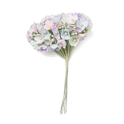 Light Blue Cloth & Paper & Iron Artificial Mini Flower Bouquet for DIY Crafts, Floral Arrangements, Light Blue, 55~67x35~40mm