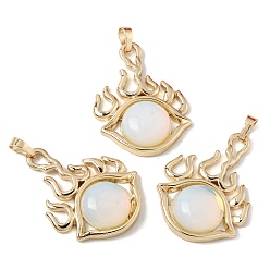 Опал Opalite подвески, латунные подвески в оправе в виде глаза, золотые, 41x31x7~7.5 мм, отверстие : 5x5.5 мм