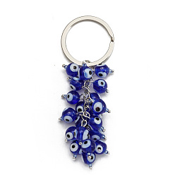 BE1240BU00 Evil Eye Keychain Colorful Beads Keychain Men Jewelry Craft Accessories